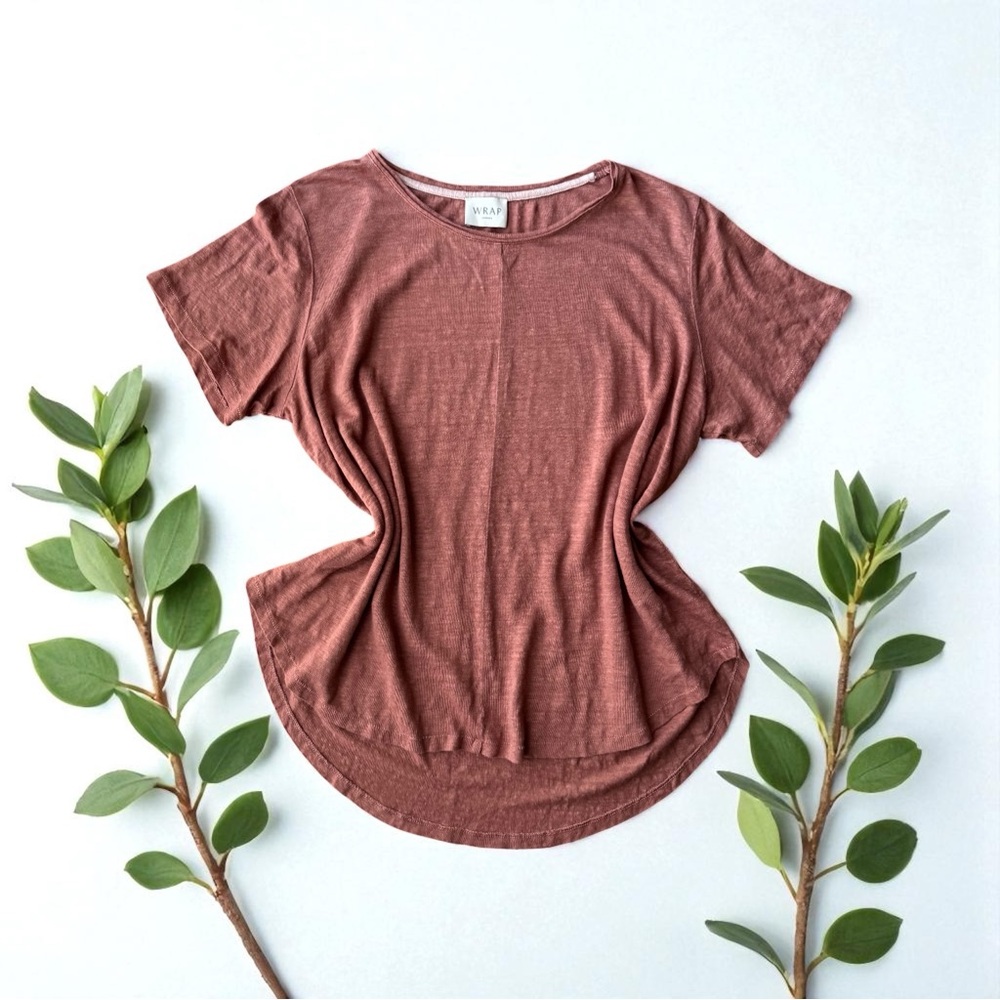 WRAP London Mauve / Blush 100% Linen Short Sleeve Top